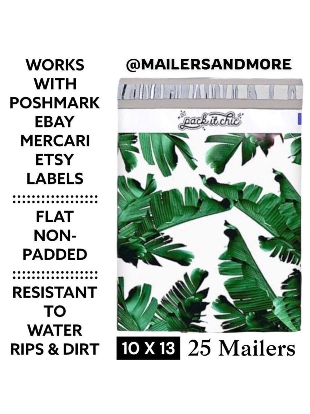 25 10X13 Poly Mailers Banana Leaves Flat Mailers PRICE IS FIRM - Picture 4 of 8